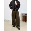 Pantalones Casuales de Pierna Ancha Sueltos con Caída Estilo Retro Japonés Old Money Unisex Pierna Recta Pantalones Occidentales de Pierna Ancha