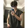 Camiseta de Tirantes para Hombre con Patrón de Espina de Pescado Americana Verano Tendencia Marca Fitness Deportes Chaleco Sin Mangas Casual Versátil Holgado