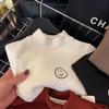 Camiseta térmica infantil com forro de fleece masculina de inverno estilo novo infantil estilo western top interno gola alta peça única feminina veludo quente