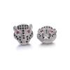Pulsera tobillera aretes de cuentas de circonita incrustadas de cobre cabeza de leopardo cuentas de agujero grande cuentas de circonita dorada joyería colgante accesorios diy