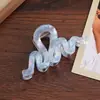 Pinza para el pelo acrílica francesa con forma de tiburón, con ondas de color gelatinoso y sensación avanzada, pinza grande con agarre de sirena Ji