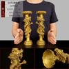 Ornamentos de Castiçal de Cobre, um Par de Suportes de Vela para Oferecer Velas no Templo, Decorações para Sala de Estar em Casa, Artesanato para Casamento