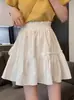 Falda blanca primavera 2024 Nueva Cintura alta estilo preppy hada cubierta elegante línea A casual falda de tul