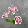 Lirio Hemerocallis de tres cabezas con simulación de hoja flor flor de boda decoración de escaparate de tienda paisajismo fábrica al por mayor transfronterizo