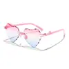 Gafas de sol sin montura con forma de corazón para niños, superventas transfronterizas, lentes degradados color océano, gafas de sol para bebé, gafas para decoración de fotos