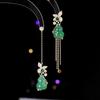 2024 nueva moda retro aretes largos de moda aretes asimétricos de borla calabaza de jade aguja de plata s925 mujer