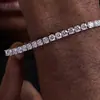 Pulseira Simples Redonda de Zircônia Strass 4mm, Fashion e Versátil, Estilo Hip-Hop, Nicho Europeu e Americano Transfronteiriço, Pulseira Unissex