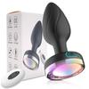 Luzes coloridas plug anal controle remoto sem fio vibrador de masturbação plug anal luminoso de silicone massageador de costas produtos sexuais para adultos