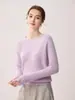 Suéter Feminino 100% Caxemira Pura Estilo Simples Gola Redonda Malha Waffle Calibre 12 Design Pulôver Malha de Caxemira