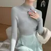 2026 Cashmere Outono/Inverno Sem Costura Gola Alta Simples Slim Fit Versátil Feminino Suéter Tricô Base de Cashmere
