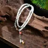 Nuevo Pulsera Verde Tianshan de Tres Círculos Estilo Chino para Mujer con Colgante de Calabaza y Loto, Estilo de Collar Fresco Sencillo de Nicho