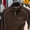 Sudadera de terciopelo catiónico de doble cara de 300 g para hombre, nuevo modelo de otoño 2026, cuello alto con media cremallera, camiseta básica casual para hombre