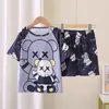Ropa de Casa para Niños 2025 Verano Nuevo Versión Coreana Dibujos Animados Lindo Niños y Niñas Manga Corta Shorts Traje de Casa Venta al por Mayor