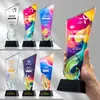 Trofeo de cristal personalizado y medalla con grabado, regalos de agradecimiento para estudiantes y niños, base redonda de vidrio, forma octagonal, recuerdo de jubilación y graduación