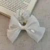 Mini Laço Rosa de Organza Coreano Prendedor de Cabelo Elástico Perolado de Alta Qualidade Corda de Cabelo para Rabo de Cavalo Feminino