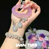 Joyas Pétalo Forma de Huevo Calcedonia Rosa Piedra Preciosa Pulsera Banquete Couture Girasol Rosa Diamante Brillante Juego de Pendientes