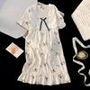Camisola de Verão para Meninas, Algodão Nuvem Manga Curta Desenho Animado Fofo Pijama Infantil para Meninas, Roupa de Casa Leve para Crianças Mais Velhas