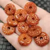 Cuiyu Hongfei Ruyi Hebilla Colgante de Jade Hebilla de Jade Tallada a Doble Cara Roja Verde Seca Pulsera Collar Pendientes Colgante Colgante de Jade