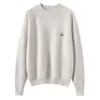 Otoño e Invierno Nuevo Casual Versátil Holgado Bordado Cuello Redondo Jersey de Punto Suéter de Cachemira para Mujer 100% Cachemira Pura