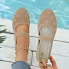 Zapatos Planos Casuales de Moda Talla Grande Primavera Verano Nuevos Punta Redonda Planos Casuales Mocasines de Punto Hueco para Mujer