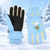 Crianças de 3 a 17 anos, crianças luvas infantis grossas à prova de frio, à prova d'água, à prova de vento, antiderrapantes, quentes, de algodão para neve para esqui, inverno