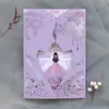 Cartão de Cumprimentos Dia dos Namorados Menino e Menina com Renda Convite de Casamento Cortado a Laser Casamento Europeu Convite de Rosa