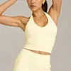 Chaleco de Yoga Deportivo Cruzado sin Espalda con Cuello Halter, Absorbente de Sudor, Secado Rápido, con Almohadillas Extraíbles en el Pecho, Top de Fitness para Mujer