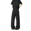 Pantalones negros Cleanfit fluidos de corte curvo para hombre, pantalones rectos de pierna ancha de alta gama para primavera, pantalones casuales holgados estilo americano