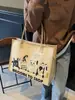 Bolsa de Lona Grande com Desenho Animado para Mulheres 2025 Nova Bolsa de Ombro Casual Tote Bag Bolsa Tote para Estudante Aula Trabalho Roupas