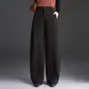 Pantalones de pierna curva holgados de cintura alta adelgazantes cálidos para mujer 2026 invierno nuevo elegantes de temperamento versátiles simples casuales de moda