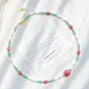 Colar de Corrente para Clavícula Colorido Boêmio de Verão com Design de Grão de Madeira Vermelha Natural, Concha de Amazonita