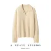 Ropa de mujer transfronteriza otoño 2026 100% cachemira estilo europeo y americano cuello de gaviota manga larga suéter de punto sencillo