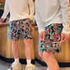 Verão Novo Tecido Bloco de Cores Jacquard Shorts Casuais Masculinos Modernos Retrô Cor de Contraste Esportivos Calças de Comprimento Médio