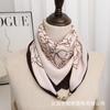 Otoño e Invierno Nuevo Pañuelo Cuadrado de 70 Pañuelo con Hebilla Magnética Pañuelo de Protección para el Cuello de Algodón y Lino Estampado para Mujer Pañuelo de Moda para Combinar con Todo