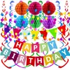 Decorações de Festa de Aniversário Amazon Faixa de Aniversário Decorações Penduradas Espirais Faixa Colorida para Festa de Aniversário Conjunto de Bolas de Favo de Mel