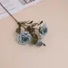 Flores Artificiales Rosas Yafei de 3 Cabezas Flores de Seda Retro Europeas Rosas de Diamante Flores Decorativas Suaves para Salón de Bodas Muebles para el Hogar