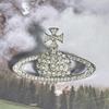 Broche de Saturno con diamantes completos, elegante broche de moda europea y americana que combina con todo, accesorio de lana para ropa, ramillete de planetas, ligero y de lujo.