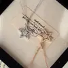 Collar con Colgante de Estrella de Cinco Puntas Hueca Microincrustado de Diamantes de Lujo Ligero Transfronterizo Moda para Mujer Diseño Versátil Cadena para la Clavícula