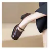 Sapatos de salto alto finos estilo francês em pele de ovelha, sapatos de salto alto bico quadrado para mulheres, sapatos Mary Jane de couro elegantes e confortáveis