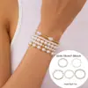 Pulseira de Pérolas de Imitação Europeia e Americana Feminina Elegante Pingente de Cruz de Pérola de Alto Padrão Combinação de Contas Pulseira de Empilhamento