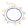 Joyería de Tobillo Caliente de Comercio Exterior Europeo y Americano Pulsera de Tobillo Combinada Redonda con Cuentas Turquesa Azul Bohemio