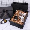 Caja de regalo para hombre, caja de regalo rectangular negra con lazo, caja de embalaje grande y exquisita, caja de regalo con cubierta de cielo y tierra