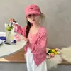 Cárdigan de punto de color liso chaqueta protectora del sol ropa de verano para niños elegante ligero transpirable versátil camisa top para aire acondicionado