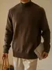 Suéter de Lana Lyocell de 7 Agujas con Cuello Alto para Hombre, Estilo Old Money Otoño/Invierno 2026, Suéter Cálido y Grueso de Punto Acanalado