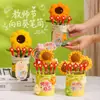 Regalo del Día del Maestro para maestros: ramo creativo, portalápices, juego de girasol tejido a mano, adorno de bolígrafo rojo, pequeño regalo