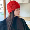 Estilo japonés nicho retro artístico encaje flor doble capa protección auditiva puntera femenina dulce moda tejido inalámbrico sombrero moda