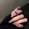Anillo Enroscado Zircón Plata Advanced Sense Super Brillante Personalizado Geométrico Abierto Anillo de Dedo Tendencia Fresco Anillo de Industria Pesada