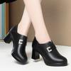 Entrega de uma peça sapatos de camada única para mulheres primavera 2024 novos sapatos de mãe de meia-idade elegantes sapatos de salto alto sapatos de couro sapatos femininos de couro macio