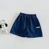 Shorts de Mezclilla Casual de Verano Finos Estilo Coreano con Perro de Dibujos Animados y Rayas para Niños Dianxi
