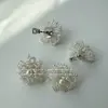 Pendientes de Varita de Hada Brillante para Mujer Super Hada Retro Encaje Francés Flor de Perla Pendientes para Mujer de Gama Alta Huecos